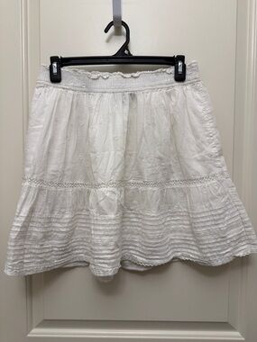 GAP White Tiered Eyelet Mini Skirt
